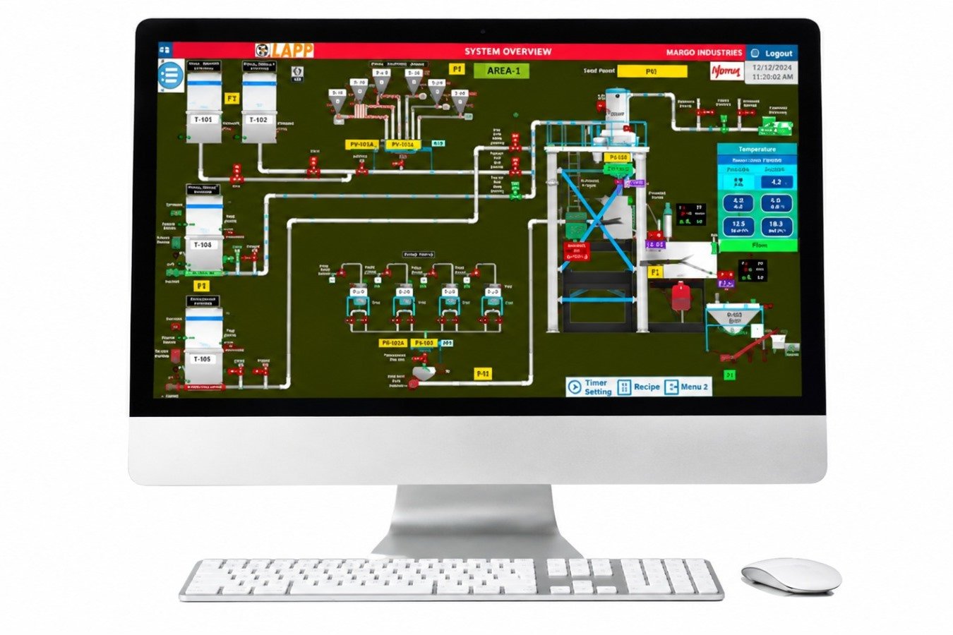 Margo Industries PLC SCADA system overview on monitor